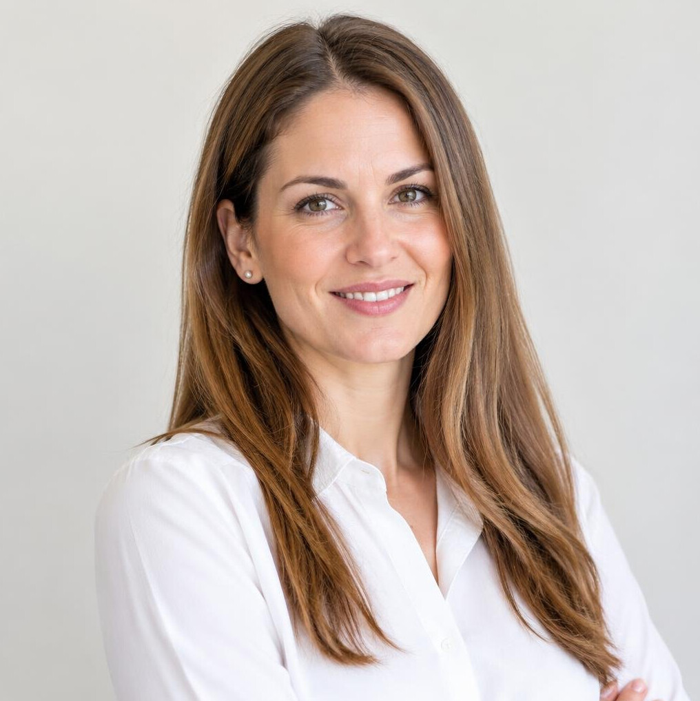 Portrait of a woman software analyst with long hair smiling