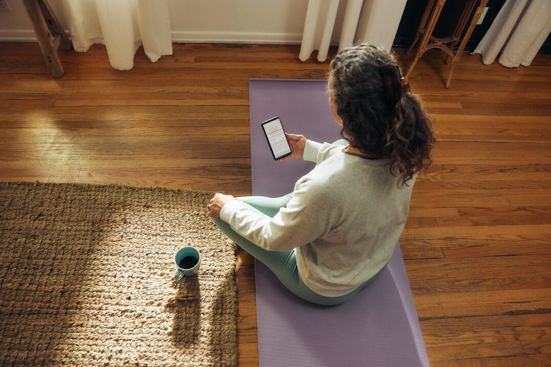 user relaxing with meditation app