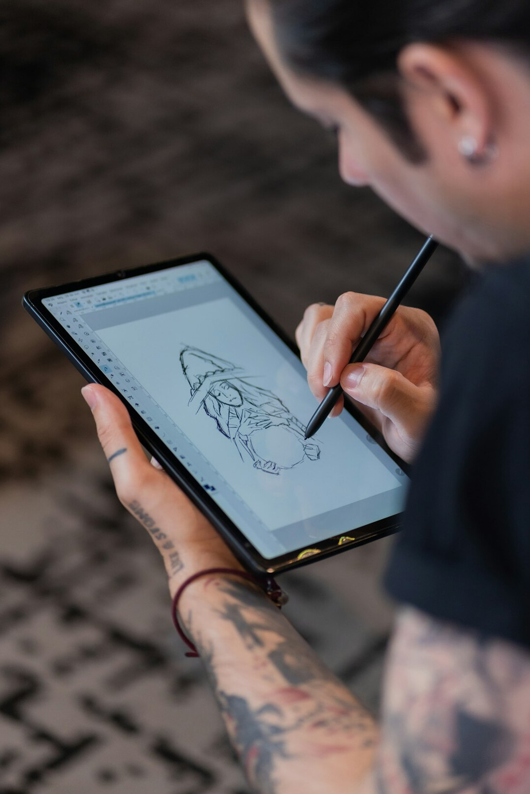 creative designer using tablet